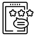 Tablet food review icon outline vector. Critic research Royalty Free Stock Photo
