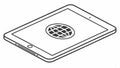 Tablet with globe vector, internet browsing, global connection design Generative AI