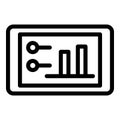 Tablet graph chart icon, outline style