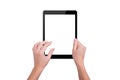 The tablet in the hands of a girl Royalty Free Stock Photo