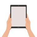 Tablet in hands vector illustration flat style front Royalty Free Stock Photo