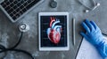The tablet with heart diagram.AI generated image Royalty Free Stock Photo