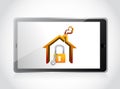 Tablet and home security concept illustration Royalty Free Stock Photo