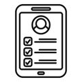 Tablet hr online person icon outline vector. Service marketing