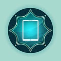 Tablet icon magical glassy sunburst blue button sky blue background Royalty Free Stock Photo