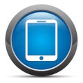 Tablet icon premium blue round button vector illustration Royalty Free Stock Photo