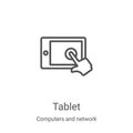 tablet icon vector from computers and network collection. Thin line tablet outline icon vector illustration. Linear symbol for use Royalty Free Stock Photo