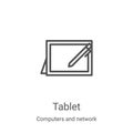 tablet icon vector from computers and network collection. Thin line tablet outline icon vector illustration. Linear symbol for use Royalty Free Stock Photo