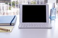 Tablet with keyboard on the desk