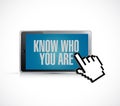 tablet know who you are text sign concept Royalty Free Stock Photo