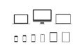 Tablet, laptop, phone, desktop mockup. Isolated device illustration, smartphone and computer in vector flat Royalty Free Stock Photo