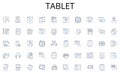 Tablet line icons collection. Investigator, Broker, Operative, Representative, Spokesperson, Emissary, Negotiator vector