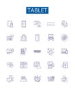 Tablet line icons signs set. Design collection of Tablet, iPad, Android, Samsung, Fire, Windows, Kindle, Computer