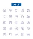 Tablet line icons signs set. Design collection of Tablet, iPad, Android, Samsung, Fire, Windows, Kindle, Computer