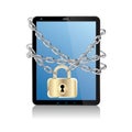 Tablet locked by a chain. Royalty Free Stock Photo