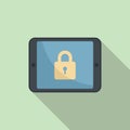 Tablet locking icon flat vector. Secure lock