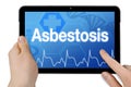 Tablet with medical background and diagnostic asbestosis