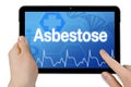 Tablet with medical background and diagnostic asbestosis