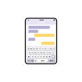 Tablet Message Template. Social network messenger page template. Message chat bubbles vector icons for messenger. Icon flat on an