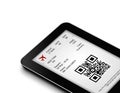 Tablet with mobile boarding pass over white