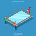 Tablet moving technology touch screen flat isometric vector 3d