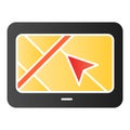 Tablet with navigator flat icon. Gps app color icons in trendy flat style. Tablet navigation gradient style design
