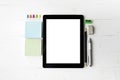 Tablet with office supplies Royalty Free Stock Photo