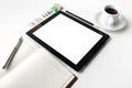 Tablet with office supplies Royalty Free Stock Photo