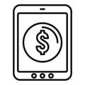 Tablet online loan icon, outline style