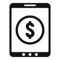 Tablet online loan icon, simple style