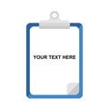 Tablet with paper. Note and base for writing. Tablet checklist. Vector illustration. Paper planchette vector icon