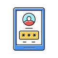tablet password color icon vector illustration sign