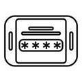 Tablet password icon outline vector. Data cipher