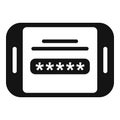 Tablet password icon simple vector. Data cipher