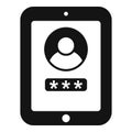 Tablet password icon simple vector. Data privacy