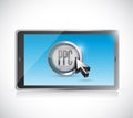 Tablet with pay per click button. ppc concept