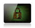 Tablet PC with circuit background Royalty Free Stock Photo