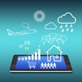 Tablet PC with cloud communication Royalty Free Stock Photo