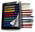 Tablet Pc with Colorful Abacus and Books Royalty Free Stock Photo