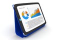 Tablet pc shows a spreadsheet and charts Royalty Free Stock Photo