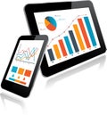 Tablet PC and Smartphone with Statistics chart