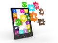 Tablet pc software. Screen from puzzle with icons. Royalty Free Stock Photo
