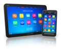 Tablet PC and touchscreen smartphone Royalty Free Stock Photo