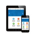 Tablet and phone responsive webdesign on white background Royalty Free Stock Photo