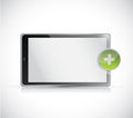 Tablet and plus button illustration Royalty Free Stock Photo