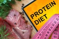 Tablet with protein diet and fresh meat