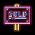 Tablet For Real Estate Sold neon glow icon illustration