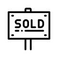 Tablet For Real Estate Sold Vector Thin Line Icon Royalty Free Stock Photo