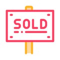 Tablet For Real Estate Sold Vector Thin Line Icon Royalty Free Stock Photo