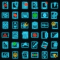 Tablet repair icons set vector neon Royalty Free Stock Photo